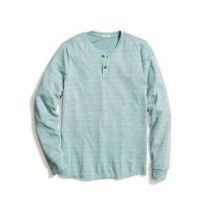 Double Knit Henley in Blue Surf/White Stripe | Sz: L | NWOT